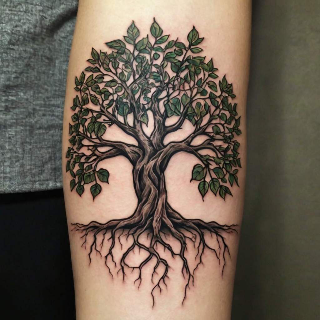 Tree with Roots Tattoo
