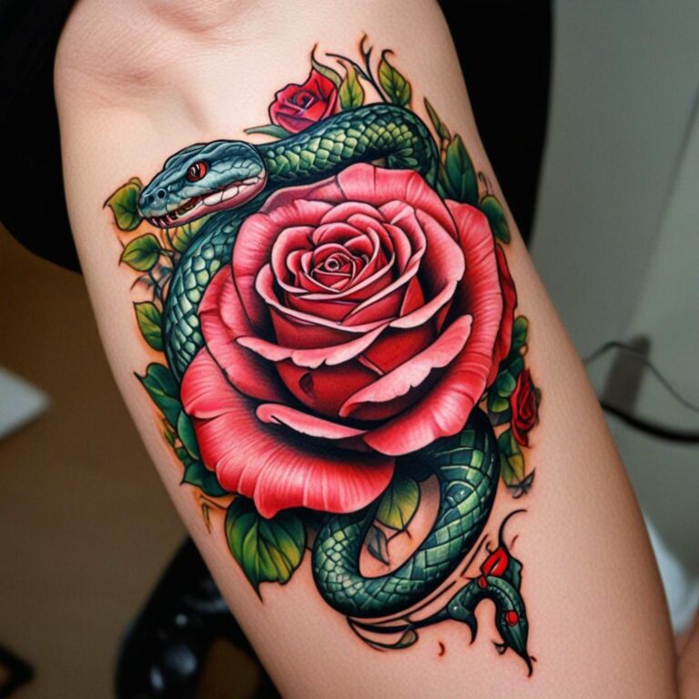 the Deep Symbolism Behind Rose and Snake Tattoo Meanings